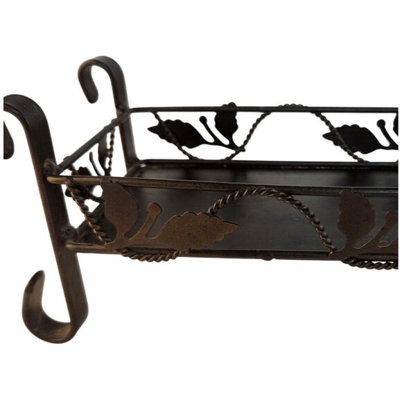 Vintage Tray Leaf & Vine Heavy Black Metal Candle Holder Centerpiece Table Decor - Picture 7 of 7